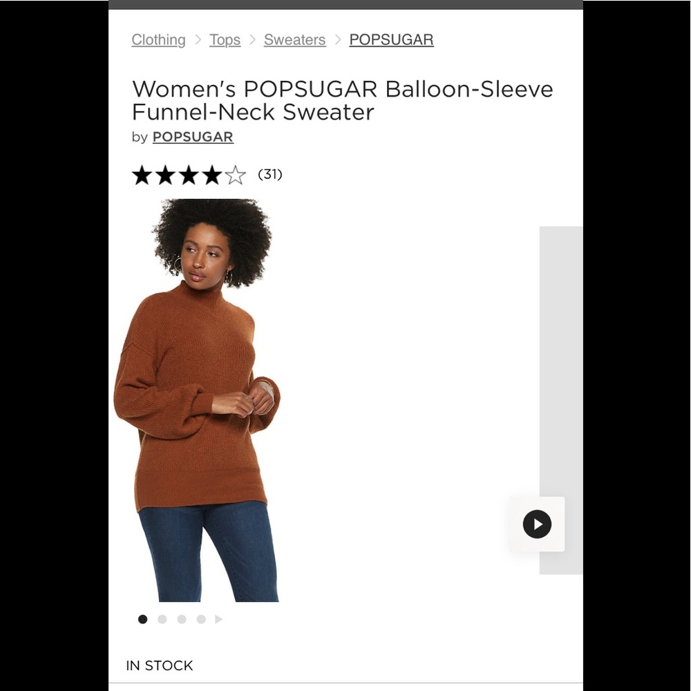 PopSugar Balloon Sleeve Sweater size large